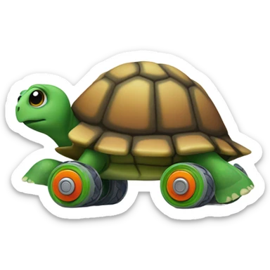 A turtle wearing roller blades sticker