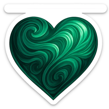 heart with a swirling emerald pattern, digital illustration sticker
