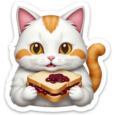 Cat eating a jam sandwich  sticker