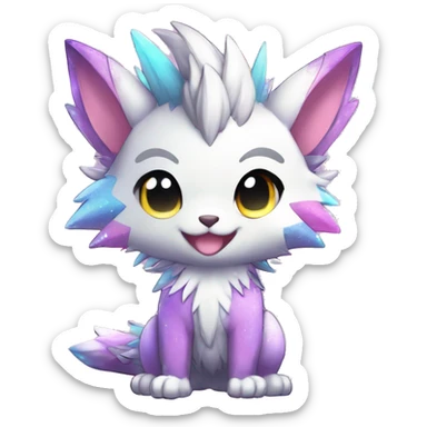 Anthro Scalie Spiky Cool Edgy Magical Petite Shiny Colorful Pastel Glitter Sparkle Anime Chibi Fantasy-Animal-Fakémon-Pokémon-Hybrid Fur Sona Aesthetic Trending Style Full Body sticker