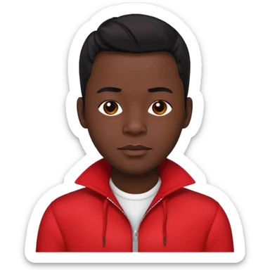 Bobby Brown, black hair, red outfit sticker