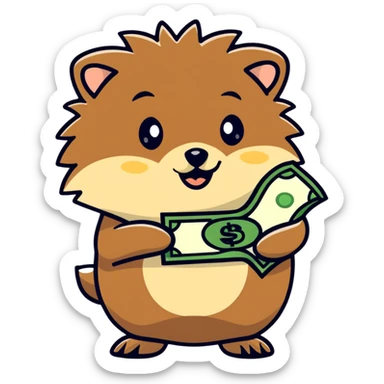 hedgehog with money sticker