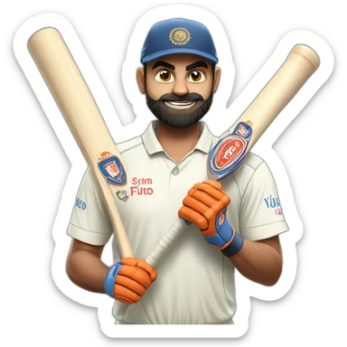 Virat kohli with bat in hand sticker