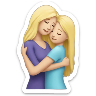 The woman blonde hugs the girl sticker