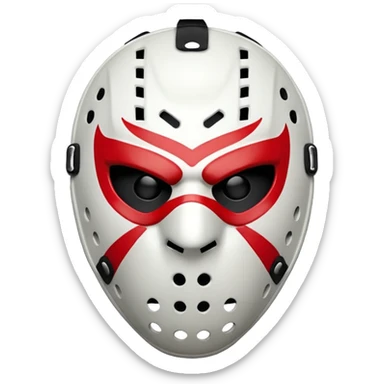 angry hockey mask with red markings sticker