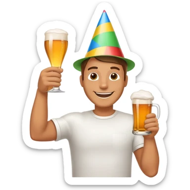 Man with beer funnel sticker