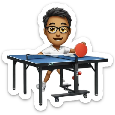 nerd playing table tennis sticker