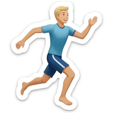 A white man running into the ocean with arms wide open, embracing the waves and the moment. The sun shines warmly, and the water sparkles, symbolizing the joy of creating fun and appreciating life’s simple moments. Their footprints in the sand fade as they fully immerse themselves in the present. sticker