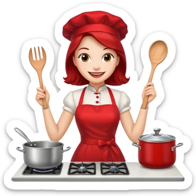 pinup girl in dress and stocking while cooking sticker
