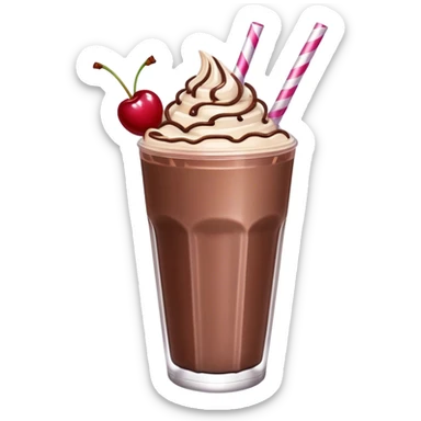Chocolate milkshake with cherry on top and sparkles sticker