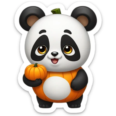 panda wearing a pumpkin costume sticker