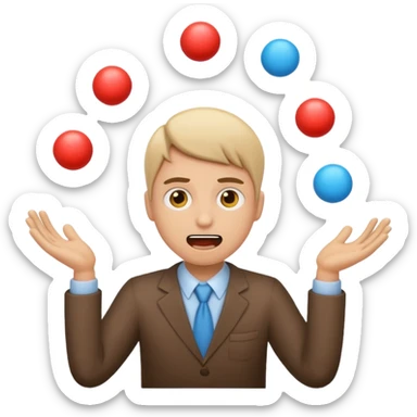 an emoji that depicts a product manager juggling work with panic, can you make it more gender neutral  sticker