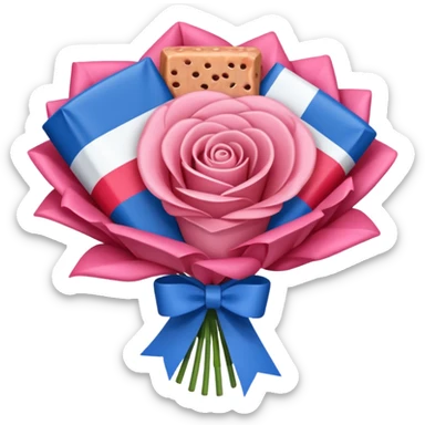 SPAM MEAT rose bouquet wrapped in french flag bow sticker