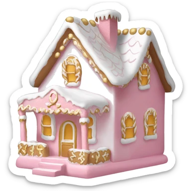 light pink and gold and white gingerbread house sticker