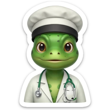 frog with a medical hat and stethoscope sticker