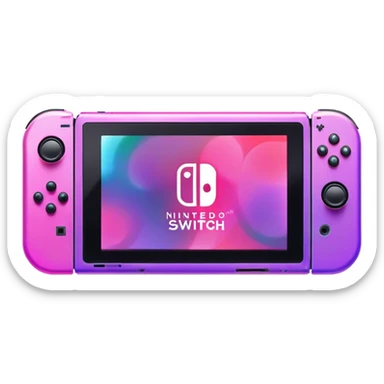 A pink and purple iridescent Nintendo switch sticker