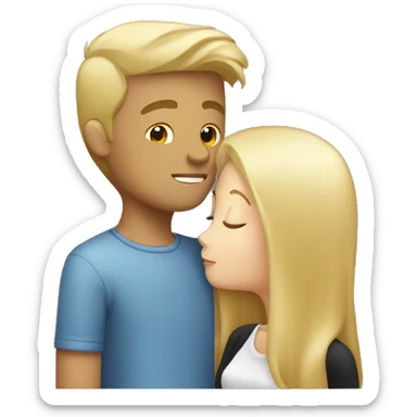 blonde boyfriend kissing brunette girl sticker
