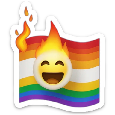 lgbt flag with fire background sticker