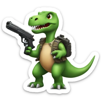 Dinosaur with a gun sticker