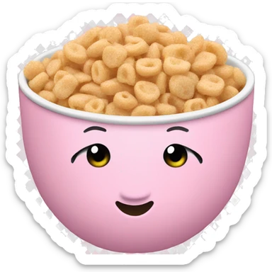A bowl of light pink cereal  sticker
