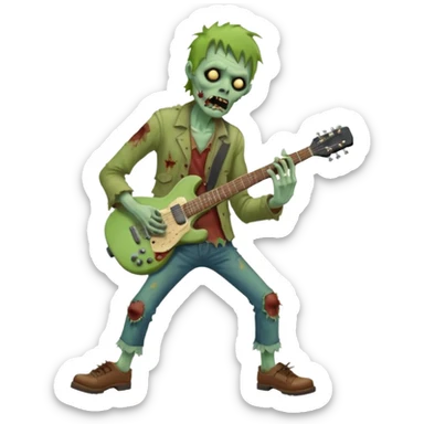 Zombie guitarist – ragged clothes, missing shoe, strumming an old electric guitar. sticker