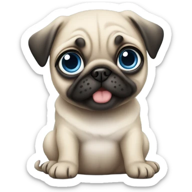 Baby pug with big blue eyes  sticker