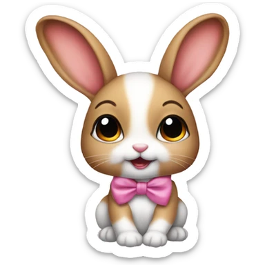 Baby bunny with coquette bow on ear sticker