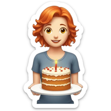 red-haired girl with a cake around the sun sticker