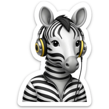 A zebra listening to music sticker