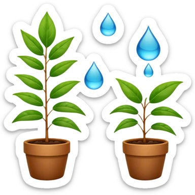 calendar emoji with plant icons for most dates, except three: one date has a leaf, one has a water drop, and one has a pot, all on separate days sticker