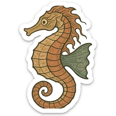 ukiyo-e style seahorse sticker