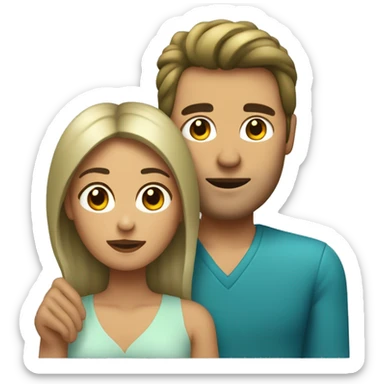 mujer con pelo azul agarrada de la mano con un hombre de pelo verde sticker