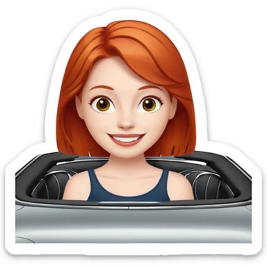 Red head in convertible Mercedes  sticker