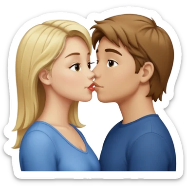 blonde girl and brown hair boy kissing sticker