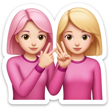 Two girls making a pinky promise  sticker