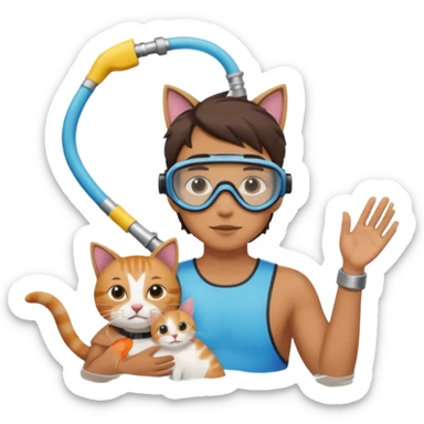 Kai Cenat holding a cat wearing a snorkel sticker