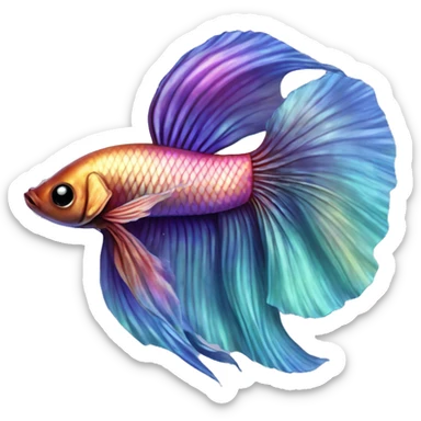 Pretty iridescent long fin betta fish realistic sticker