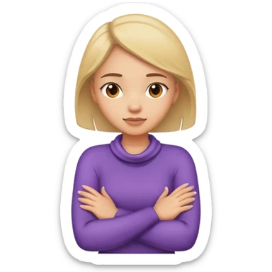 Girl with arms crossed and hands around her neck  sticker