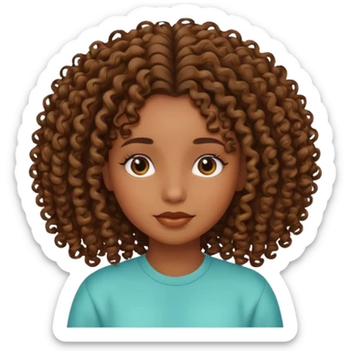 Brown skin girl with curly roots and relaxed hair sticker