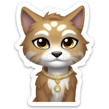 Furry, sparkle, iridescent, colorful, pastel, edgy, cool, fantasy beautiful, brown, beige, white, divine, godly, angelic, animal, anthro, full body, fursona, feline sticker