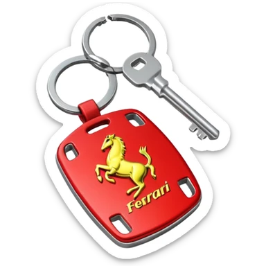 red Ferrari key with a yellow background sticker