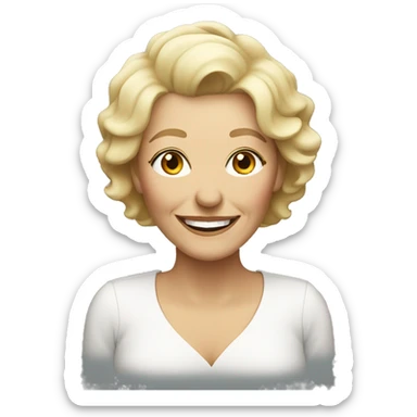 older woman, blonde hair smiling sticker