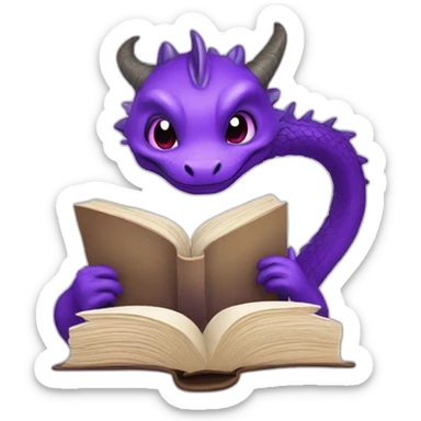 purple dragonh head holding book RIP title sticker