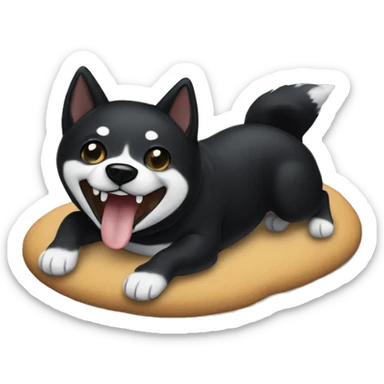 Black Shiba Inu rolling on the floor laughing sticker