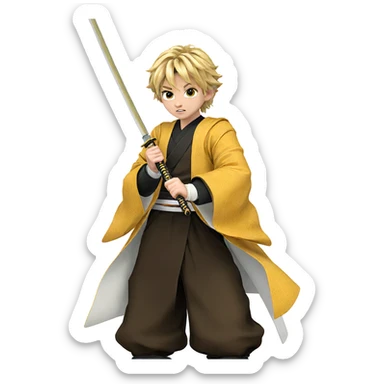 blonde boy with katana sticker