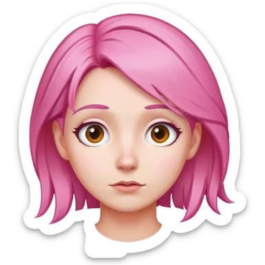 wondering face of a pink haired woman  sticker