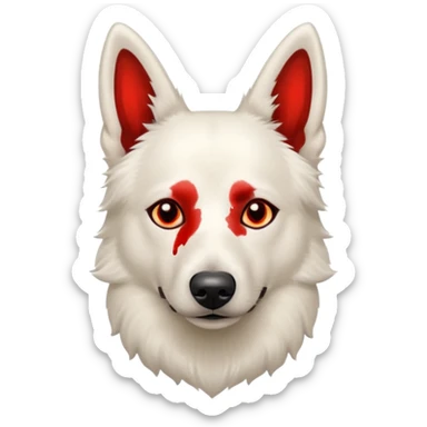 White belgian Shepard ist stoned with weed sticker