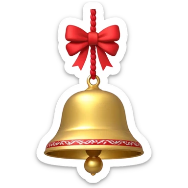 cute round bell with red and white rope and floral decoratons sticker