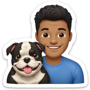 hombre médico de color de tez negra que sostiene un bulldog francés blanco sticker