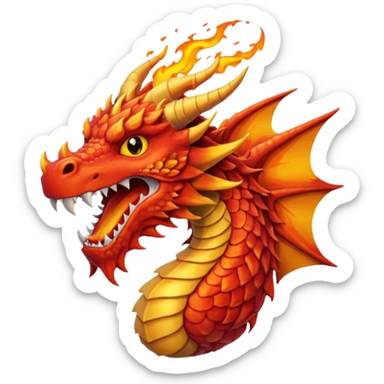 Red dragon with fire sticker